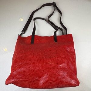 Marni Snake Embossed Genuine Leather Bag Red